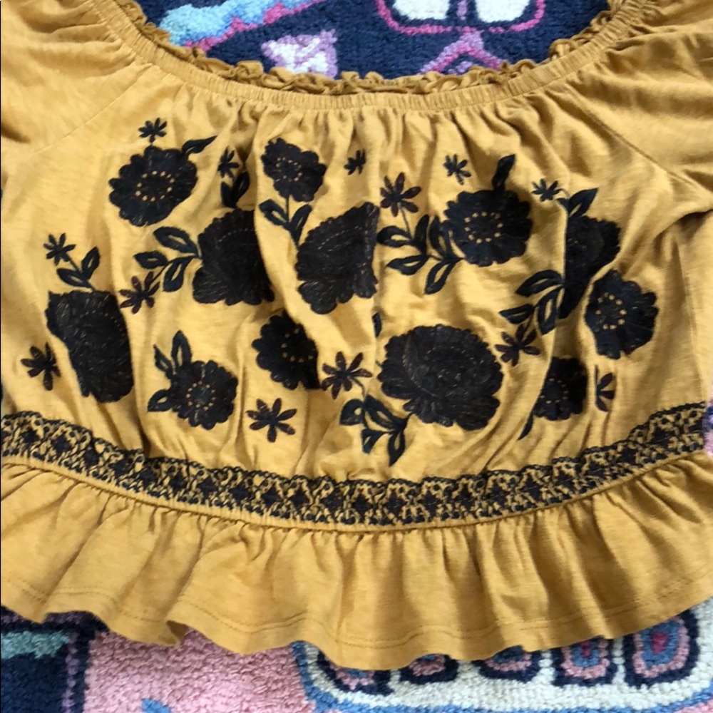 Embroidered Ruffle Crop Top - Picture 4 of 8